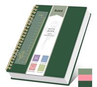 XLOXFU Carnet A4 pour homme et femme, 300 pages, carnet à spirale ligné pour université, 100 g/m², avec règle marque-page, poche intérieure, PVC 80S épais pour école, voyage, bureau, 21,5 x 27,9 cm