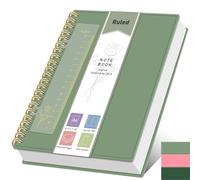 XLOXFU Carnet A4 pour homme et femme, 300 pages, carnet à spirale ligné pour université, 100 g/m², avec règle marque-page, poche intérieure, PVC 80S épais pour école, voyage, bureau, 21,5 x 27,9 cm