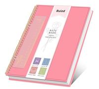 XLOXFU Carnet de notes A4 pour homme et femme, 110 pages, à spirales ligné pour université, 100 g/m², avec règle marque-page, poche intérieure, PVC 80S épais pour école, voyage, bureau, 21,5 x 27,9 cm
