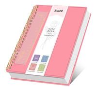 XLOXFU Carnet de notes A4 pour homme et femme, 300 pages, à spirales ligné pour université, 100 g/m², avec règle marque-page, poche intérieure, PVC 80S épais pour école, voyage, bureau, 21,5 x 27,9 cm