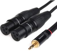 XLR 3.5mm Female Splitter Cables,TRS Stereo Male to Two XLR Female Microphone Audio Microphone Audio,Y Adaptateur Splitter Câble,(1,5 mètres/5 pieds).[J286]