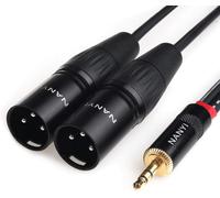 XLR 3.5mm Male Splitter Cables,TRS Stereo Male vers deux XLR mâle Interconnect Audio Cable de microphone (1,5 mètres/5 pieds)