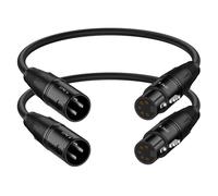 XLR Mâle 3 Broches vers XLR Femelle 5 Broches Câble,Paquet de 2 DMX 512 Revirement Câble de Scène DMX XLR 3 Broches Mâle vers DMX 5 Broches Femelle,30 cm