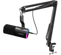 XLR/USB Micro Gaming Dynamiques Micro avec Bras Logiciel Microphone PC pour Gamer Podcast PS4/PS5 Doublage Voix(Noir) MICROPHONE