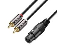 XLR vers 2 RCA Répartiteur en Y Câble Patch,PVC écalé Unbalanced 2X RCA Mâle à XLR Femelle Audio Stéréo Adaptateur de Câble Interconnexion pour Mixeur de Microphone à Condensateur AMP,1,8 Meter