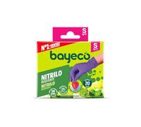 Bayeco .xls Gants nitrile à usage unique - Violet - Ambidextre - Sans poudre ni latex - Doigts texturés pour une meilleure prise en main - Pack distributeur de 20 unités - Taille S