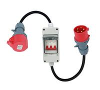 XLSBZ Adaptateur CEE 63 A vers 32 A, adaptateur d'alimentation CEE mâle et prise 400 V 63 A vers 32 A avec fusible 32 A, câble d'extension CEE, adaptateur d'alimentation puissant, camping, courant