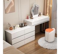 XLSBZ Coiffeuse avec éclairage LED, 3 couleurs, coiffeuse avec miroir, 8 tiroirs, coiffeuse moderne, en forme de L, blanche