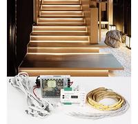 XLSBZ Lumières LED pour escaliers avec détecteur de mouvement, 16 marches, bandes lumineuses, lumière chaude