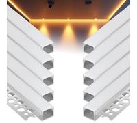 XLSBZ Profilé LED en aluminium, 10 x 1 m, diffuseur LED avec couvercle laiteux, canal LED encastré, profilé de cloison sèche pour mur et plafond (type A, pour bandes LED de 12 mm)
