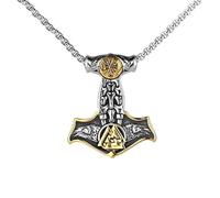 XLTEAM Collier décontracté Pendentif Punk Vintage Viking Thor Marteau Pendentif Boussole Nordique Colliers pour Hommes amélite Bijoux de fête Cadeau d’Anniversaire