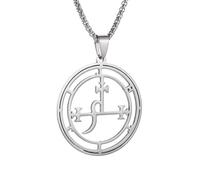 XLTEAM Collier décontracté Pendentif Sceal Sigil De Marchosias Collier Femmes/Hommes Couleur Argent Satan Chaîne Colliers Démon clé Bijoux joyas N7151S03 Bijoux de fête Cadeau d’anniversaire