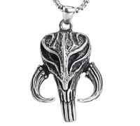 XLTEAM Collier décontracté Pendentif Vintage Noir mandalorien Pendentif Colliers pour Hommes Gothique Punisher crâne Masque Collier Biker Party Jewellery Cadeau d’Anniversaire