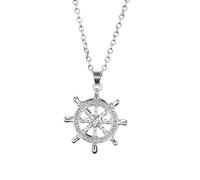 XLTEAM Collier Pendentif Vintage Strass Bouddhiste Dharma Roue Pendentif Collier Pour Femmes Amulette Cou Chaîne Bijoux Anniversaire Bijoux Cadeaux