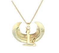 XLTEAM Pendentif Collier Neutre Mythologie Égyptienne Ancienne Déesse Isis Ailes Pendentif Collier Pour Femmes Egypte Vintage Ornement Couleur Or Réglable Bijoux Cadeau Cadeaux D’anniversaire