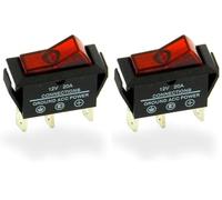 XLTECH Interrupteur lumineux rectangulaire 2 positions ON/OFF 12V Rouge (Lot de 2)