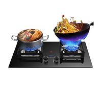 XLTFUC Cuisinière À Gaz 75 Cm 2 Brûleurs, Feu Élevé Temporisé par Cavité 17742BTU9, Support De Pot en Fonte en Verre Trempé Noir, for Cuisine Domestique avec Protection Contre Les Flammes(NG)