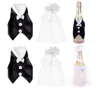 xlwen Décoration de Bouteille de vin pour Mariage,4 Pièces,Bouteille de Vin Décorée pour Table de Mariage,Décoration Bouteille de Vin pour Mariés,Décoration Bouteille de Vin élégante Mariage