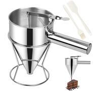xlwens Acier Inoxydable Cuisson Entonnoir,1.5L,avec support,Entonnoir a Piston en Acier,Distributeur de Pate,Entonnoir à Pâtisserie,Avec pinceau à huile et grattoir,Pour la pâtisserie à la maison