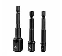 XLWLLNJ Adaptateur de Mèche Jeu Convertisseur d'Entraînement Douille Embout Impact Acier Maintien Sécurisé Antidérapant Compact Empilable Adapté au Garage Atelier Bricoleur, Noir 3PCS Longue Tige