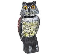 XLWLLNJ Chouette Décorative Réaliste avec Tête Rotative pour Effrayer Les Oiseaux Épouvantail de Jardin Contrôle des Rongeurs Accessoire en Plastique pour