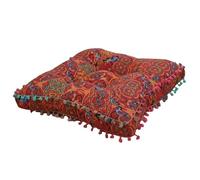 XLWLLNJ Coussin de Siège Carré Patchwork Boho Chaise Méditation Mandala Pouf en Toile Douce Respirante Soutien Confort Adapté à Bureau Salon Tatami Ch, Orange Marocaine
