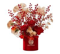 XLWLLNJ Cube Porte- pour La Décoration Du Nouvel An Chinois, Fête Du Printemps, Plante Artificielle Rouge En Pot pour Mariage, Maison, Ferme, Style B