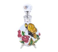 XLWLLNJ Flacon de Parfum En Verre de 25 Ml, Flacon de Parfum à Motif Floral En Relief, Récipient Portable pour Femmes, Distributeur Vintage, Vide, Jaune