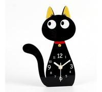 XLWLLNJ Horloge de Table Silencieuse (sans) En Acrylique, Design Moderne de Chat, Objet de Décoration Créatif pour Le Bureau, Idéal pour La Chambre, L, A
