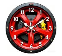 XLWLLNJ Horloge Murale Horloge Murale Ronde Pendule Décorative Pendule Silencieuse en Mdf Aspect Jante Sportive Mécanisme Silencieux pour Ambiance Apaisée, 30 Cm