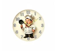 XLWLLNJ Horloge Murale Silencieuse Horloge Pendule Murale Horloge Décorative en Bois MDF Surface 2D Ambiance Moderne Adaptée au, Chef Avec Poêle 20cm, Chef Cuisinier Avec Poêle