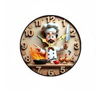 XLWLLNJ Horloge Murale Silencieuse Horloge Pendule Murale Horloge Décorative en Bois MDF Surface 2D Ambiance Moderne Adaptée au, Chef Avec Poêle, Chef Cuisinier Avec Poêle
