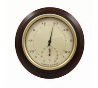 XLWLLNJ Hygromètre Thermomètre Analogique Rond avec Cadran à Aiguille et Boîtier Métal Mesure Précise Du Climat Intérieur Repères de Température et Humidité, 180MM Wood Frame