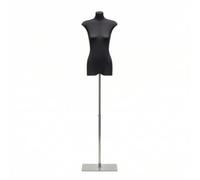 XLWLLNJ Mannequin d'Exposition Torse Femme Buste Présentoir Forme à Habiller Silhouette Ajustée Épaules Larges Bois Lin Métal Maintien Sûr des Convient aux, Argent Avec Base Carrée, style to 1