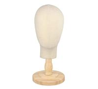 XLWLLNJ Mannequin Tête Présentoir Perruque Support Faceless Bois Tissu Base Stabilité Fonction Épingles Installation Facile Adapté Professionnels Barbiers Mai, piètement grain de bois