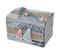 XLWLLNJ Petite Boîte Décorative En Bois pour Bijoux, Petits Objets et Souvenirs. Marin Rustique. Idéale pour Les Affaires de Plage, avec Bateau