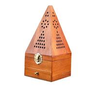 XLWLLNJ Porte-encens En Bois Pyramide Brûleur D'encens Diffuseur Porte-encens Décoratif avec Tiroir pour La Méditation En Cuisine, Bois jaune élevé