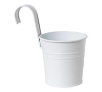 XLWLLNJ Pot de Fleurs Suspendu Fer Seau à Fleurs Organisateur Range-oignons Support de Balcon avec Crochet Amovible Fonction Rangement Adapté à la Décoration, Blanc