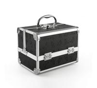 XLWLLNJ Professional Makeup Case Mallette Maquillage Boîte Cosmétiques Coffret Pinceaux avec Miroir Intégré Construction Solide Angles Blindés Plateaux à, Style Coréen, Array, Papillon Noir