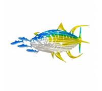 XLWLLNJ Sculpture Murale Poisson en Métal Ouvragé Style Décoration Tridimensionnelle Suspendue Intérieur Extérieur Faça Clôture Pergola Abri Piscine Adaptation Caau, Bleu