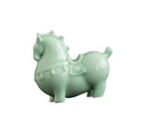XLWLLNJ Statue de Cheval En Céramique, Figurine Décorative, Objet de Collection Moderne et Créatif Fait Main, Symbole de Bénédiction, Idéal pour Un Bureau Ou, Vert Clair, Descendre