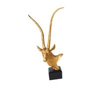 XLWLLNJ Tête D'antilope Sculptée, Statue d'animal avec Socle, Objet Décoratif de Bureau, de Collection, pour La Salle à Manger, Le Porche, Une étagère, Or