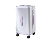 XLWLLNJ Valise à roulettes Valise Trolley Bagage Rigide Cabine avec Coque Pc Renforcée roulettes Lisses Silencieuses Support Téléphone Intégré Porte-gobelet, Blanc-Violet, 22 Pouces