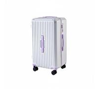 XLWLLNJ Valise à roulettes Valise Trolley Bagage Rigide Cabine avec Coque Pc Renforcée roulettes Lisses Silencieuses Support Téléphone Intégré Porte-gobelet, Blanc-Violet, 26 Pouces