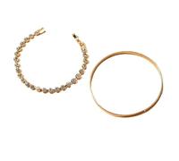 XLXKGPGKMK Bracelet en alliage, bijoux rétro, mode or diamant, pièce à main lisse for femmes(Gold)