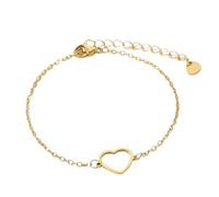 XLXKGPGKMK Bracelet en forme de cœur acier titane argent/or, d'amour ajouré, couleur unie, bijoux cadeau for elle(Gold)
