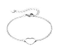 XLXKGPGKMK Bracelet en forme de cœur acier titane argent/or, d'amour ajouré, couleur unie, bijoux cadeau for elle(Silver)