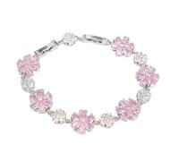 XLXKGPGKMK Bracelet en Zircon à fleurs colorées, plein de diamants, avec pierres précieuses multicolores et micro incrustées, pièce main la mode for femmes(Pink)