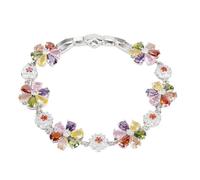 XLXKGPGKMK Bracelet en Zircon à fleurs colorées, plein de diamants, avec pierres précieuses multicolores et micro incrustées, pièce main la mode for femmes(Colorful)