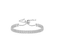 XLXKGPGKMK Bracelet en Zircon à la mode for femmes, Niche, accessoires cristal simples, bijoux(Silver [Double Row])